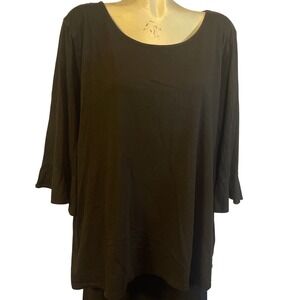Womens 22/24W Black Bell Sleeve‎ Pullover EST 1946 Super Cute